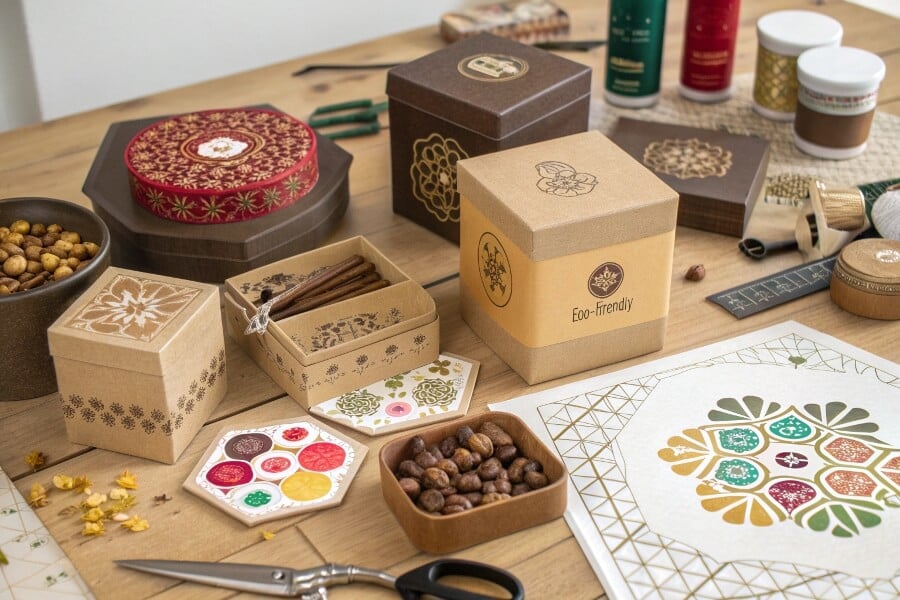 Customized packaging designs in various styles and colors