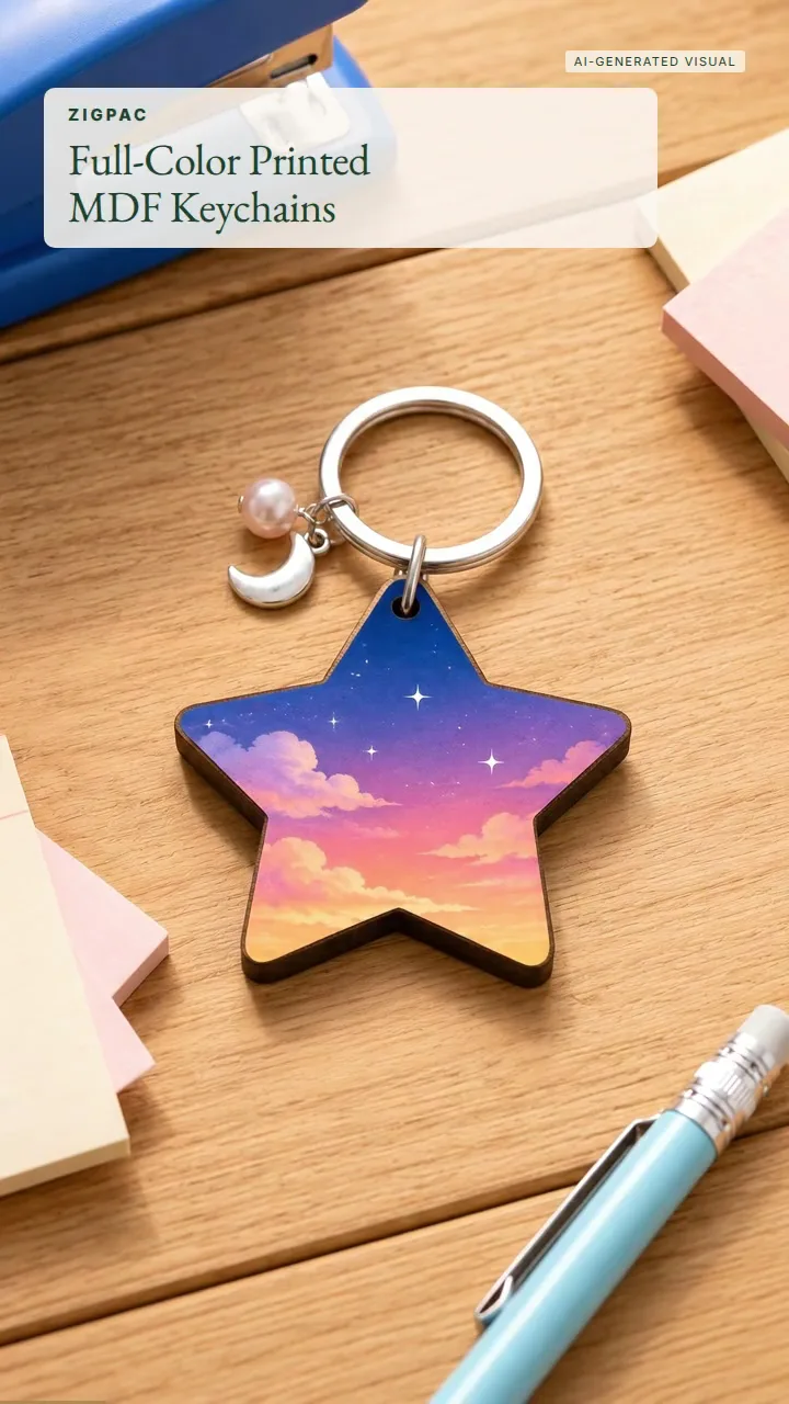 Personalizowane drewniane breloki z pełnokolorową grafiką na MDF: krótki film